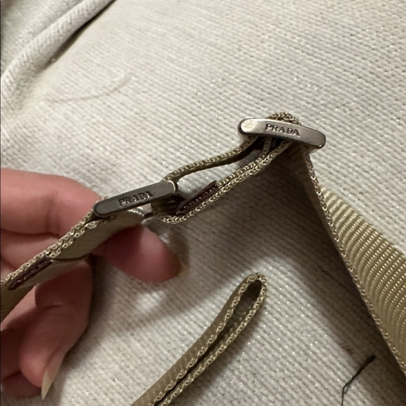 Prada Milano Tan Nylon Crossbody Bag long adjustable strap silver hardware - Picture 15 of 15